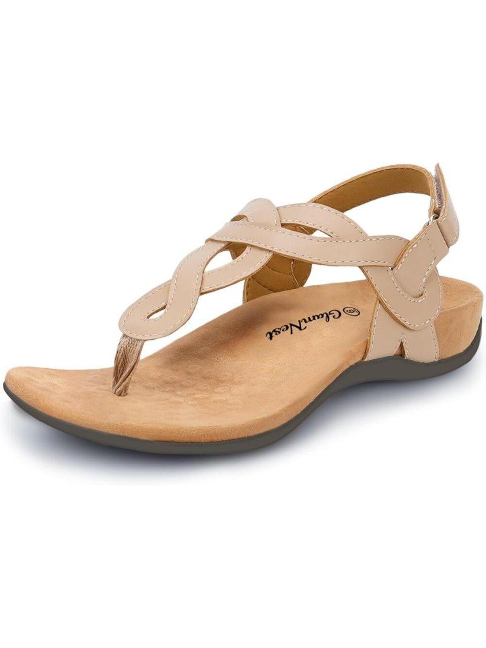 Women’s Nude Comfortable Arch Support Casual Thong T-Strap Supportive Sandals